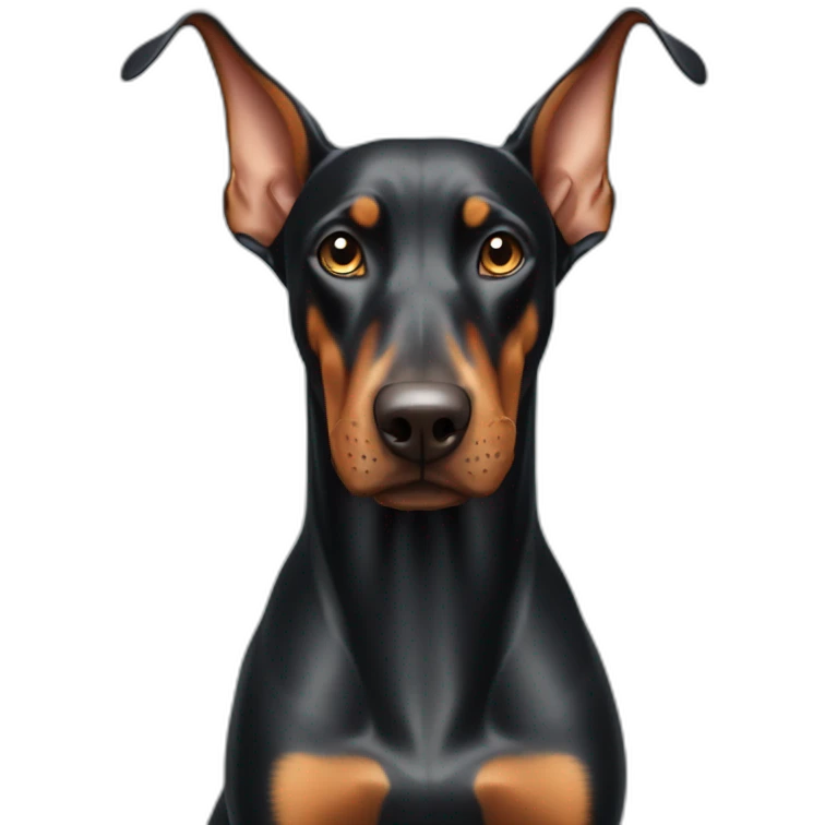 doberman dog playing with phone emoji