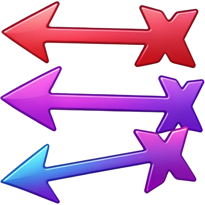 color gradient between red and purple glitter arrow right emoji