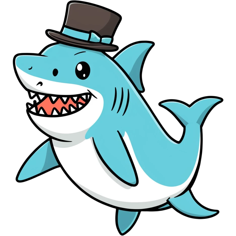 Shark with a top hat emoji
