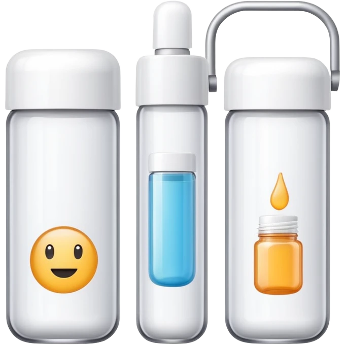 emoji of beauty tubes and jar with brand labels, minimalistic design emoji