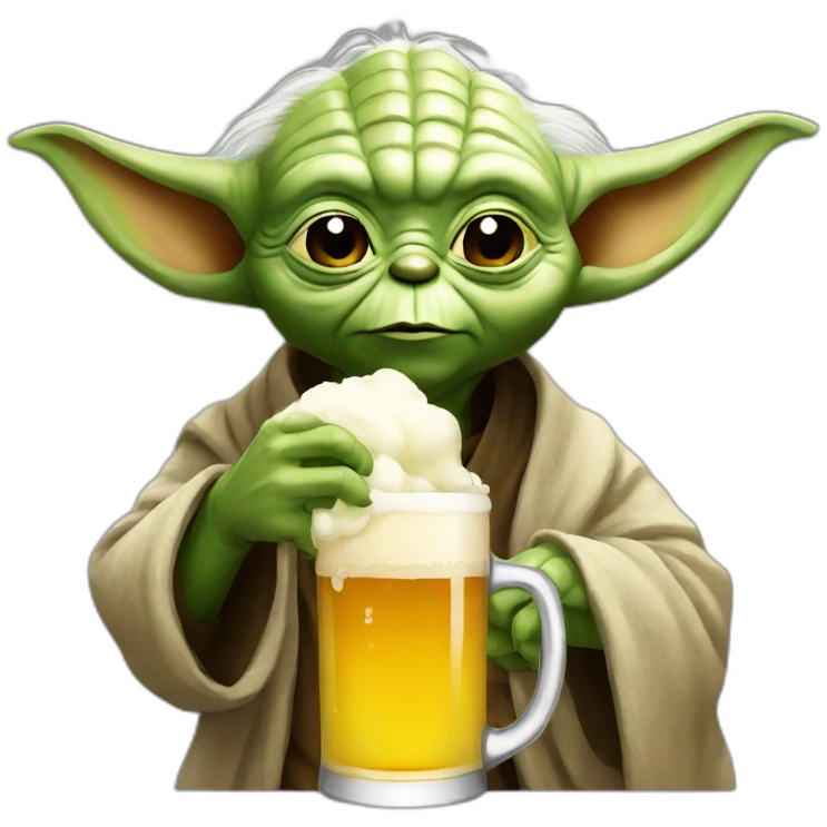 Yoda drinking a beer emoji