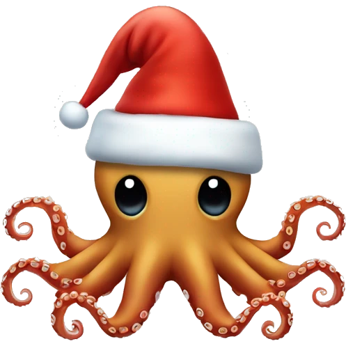 octopus wearing santa hat emoji