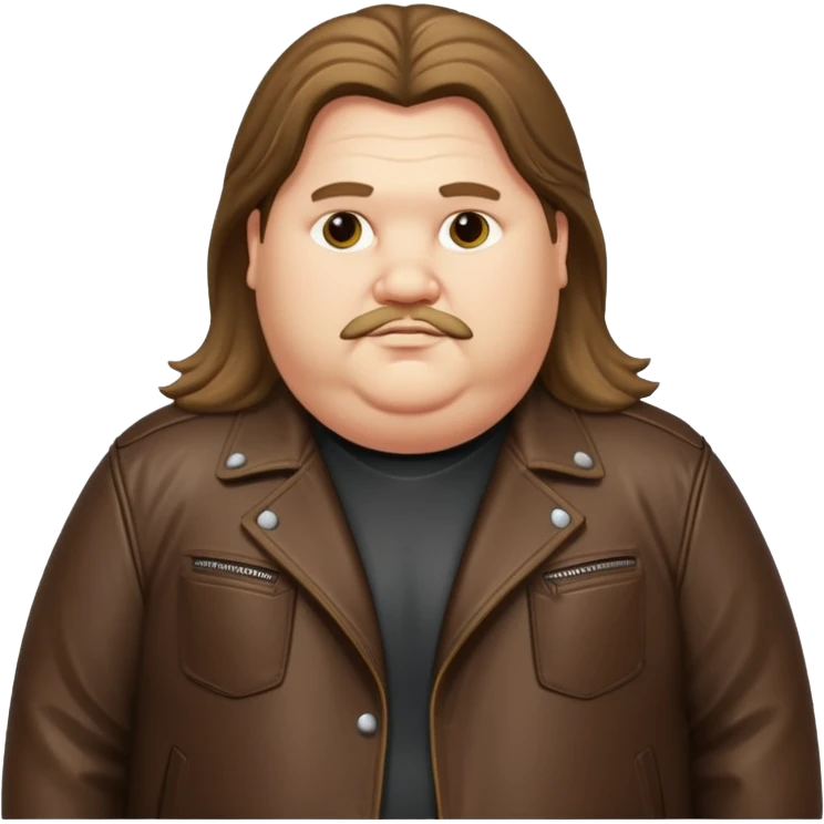Long hair obese men in leather jacket emoji