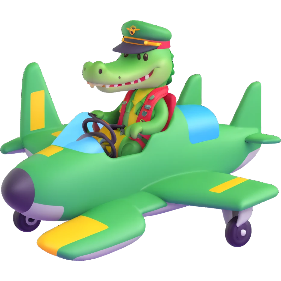 Crocodile pilot in an airplane emoji