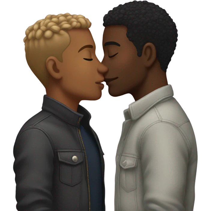 Gay interracial men kissing  emoji