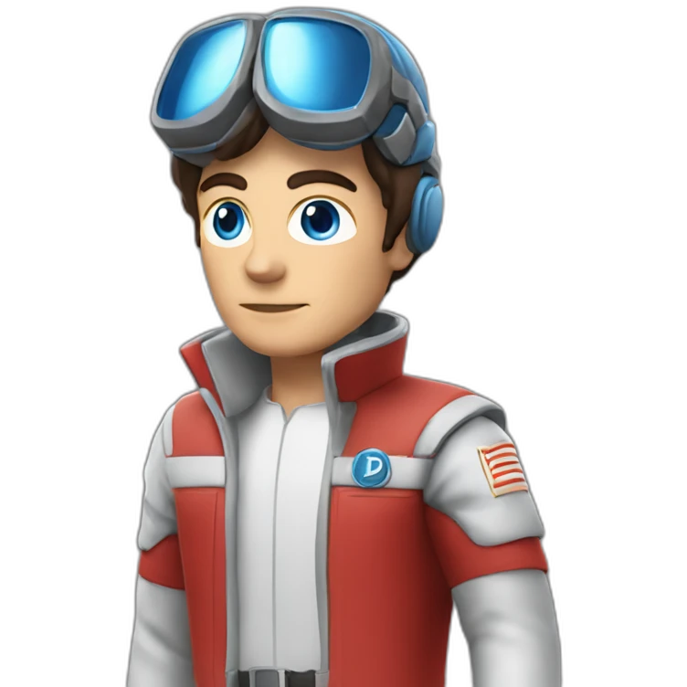 Alain delon blue eyes red space outfit full body emoji