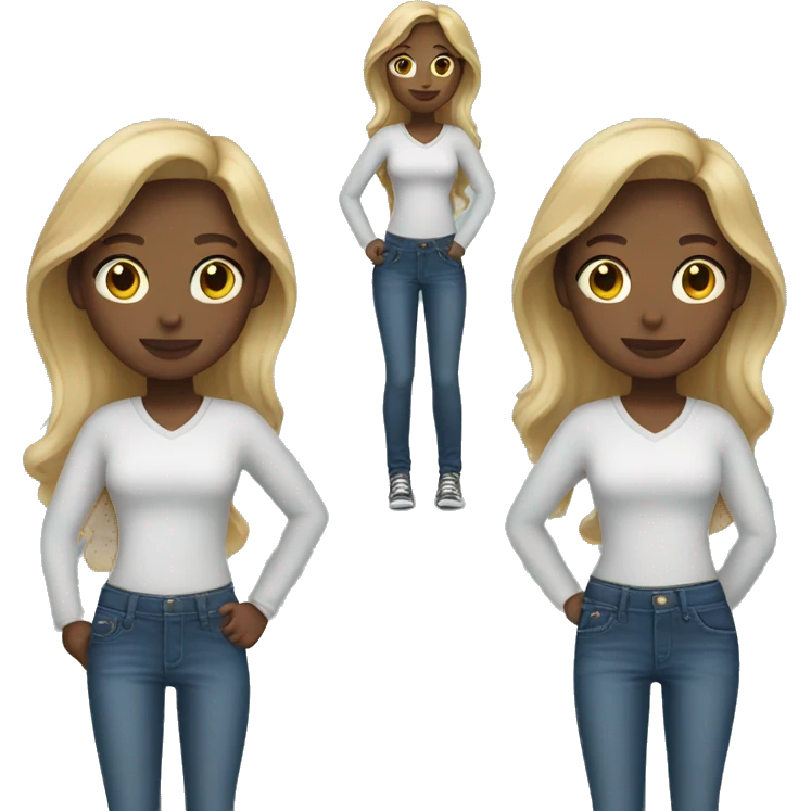 dark-skinned blonde girl in jeans emoji