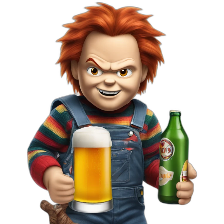 chucky avec une bière à la main emoji