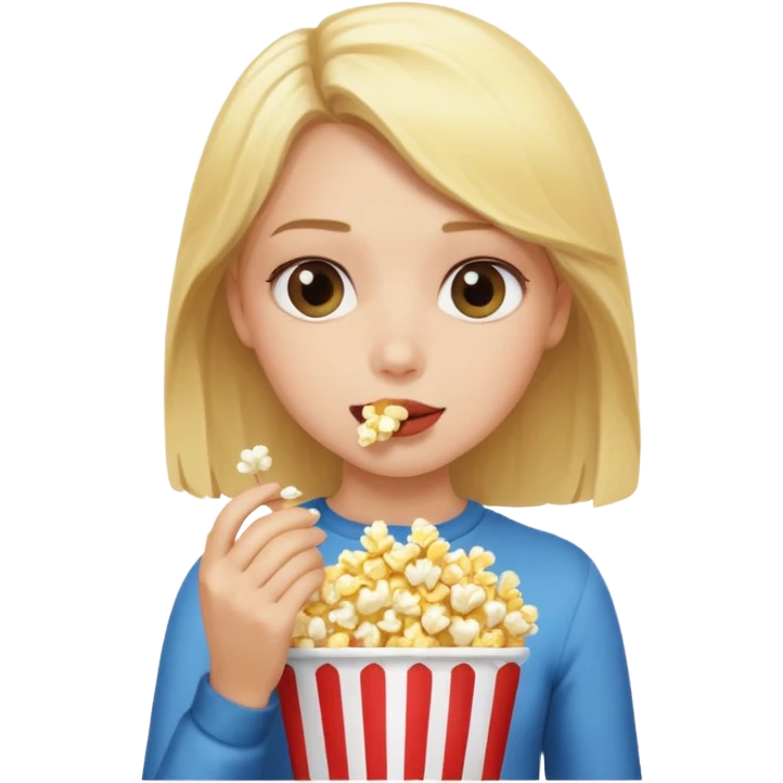 Blonde girl eating popcorn emoji