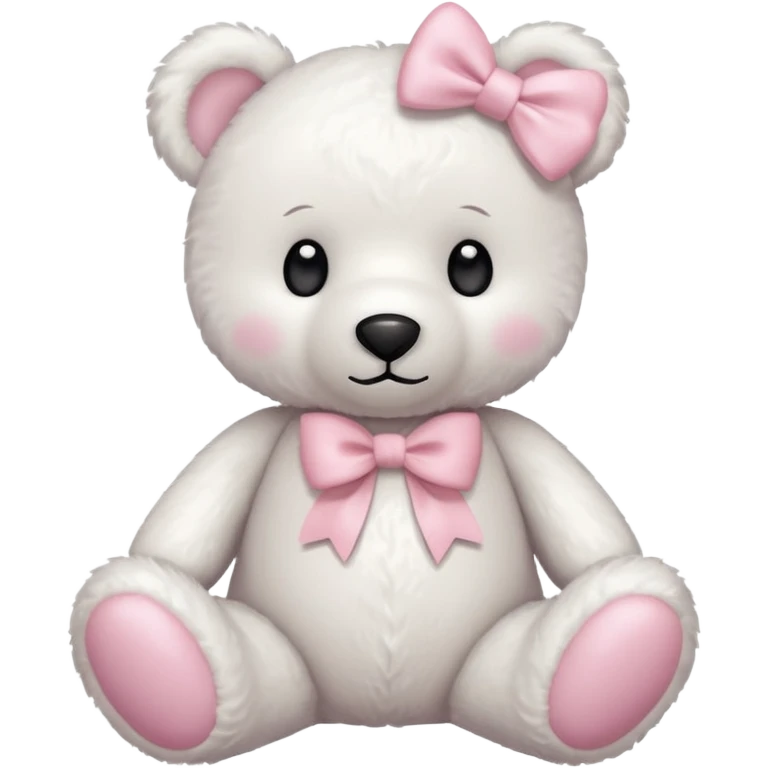 White cute teddybear toy with a light pink bow on her head emoji