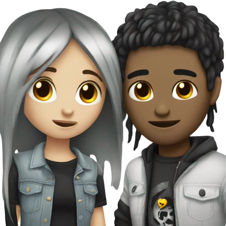 emo boy and emo girl in love  emoji