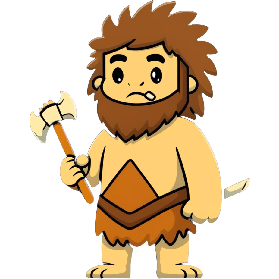 caveman with a bone club and animal fur emoji