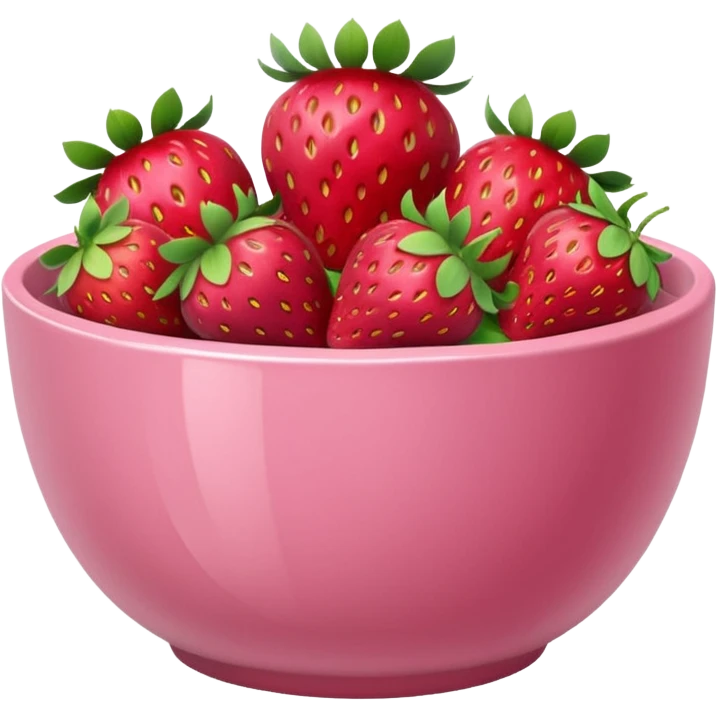 fancy pastel pink bowl heaped with ripe strawberries emoji