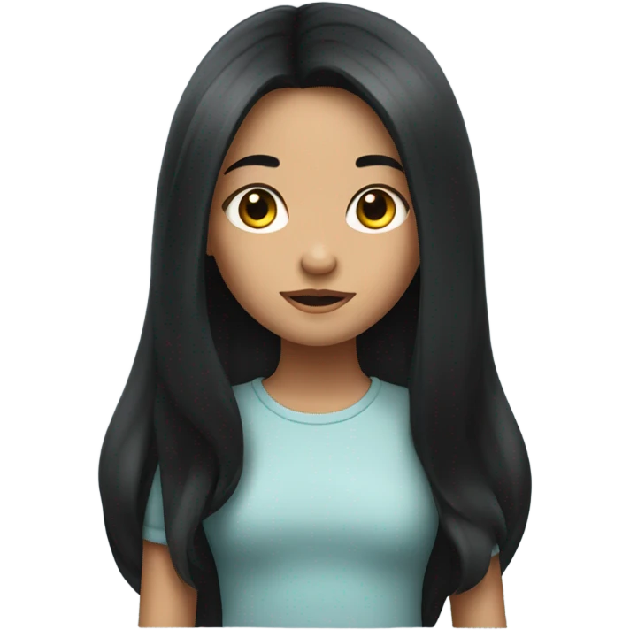 a cute clever girl with long black hair emoji