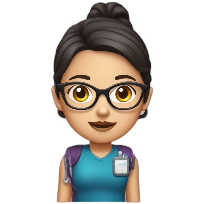 A girl with glasses and an insulin pump emoji