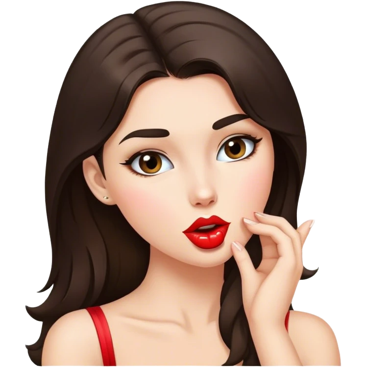 tongue flirt kiss white brunette emoji