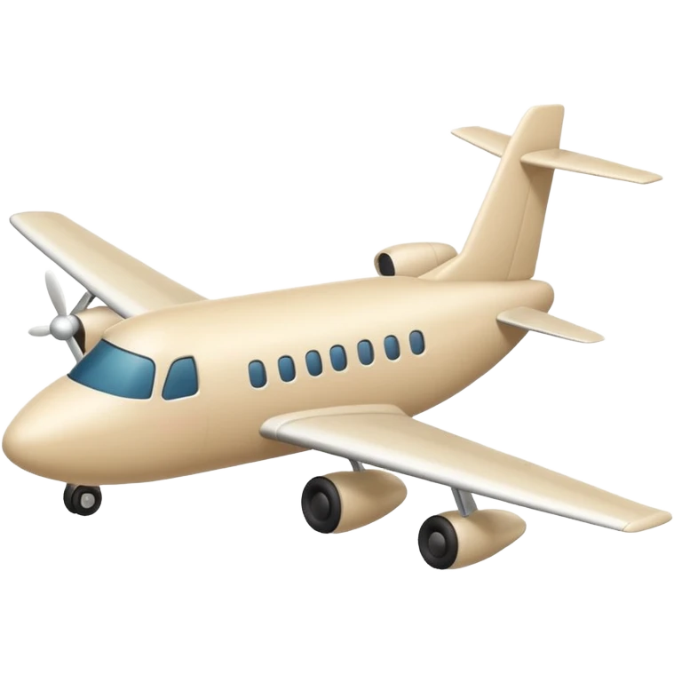 light beige (milky) airplane, simple shapes, Apple emoji style, no text emoji
