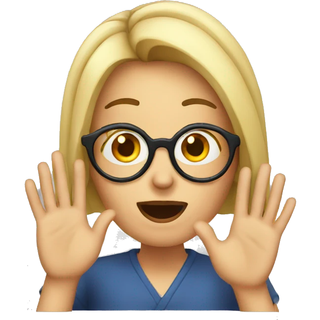 Woman with glasses shocked hand on his head emoji