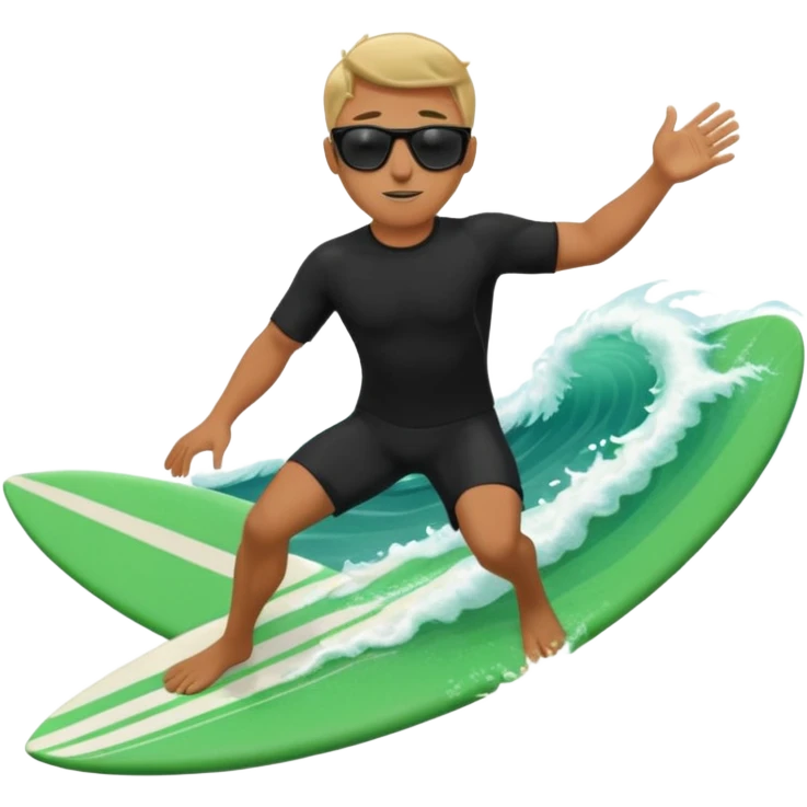 Un hombre sorteando con camisa negra y tabla verde emoji