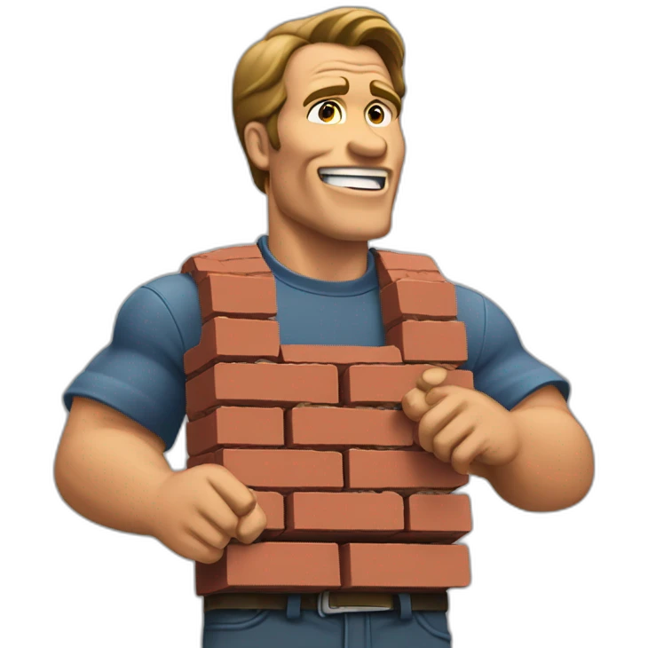 Arnold Schwarnagger eating bricks emoji