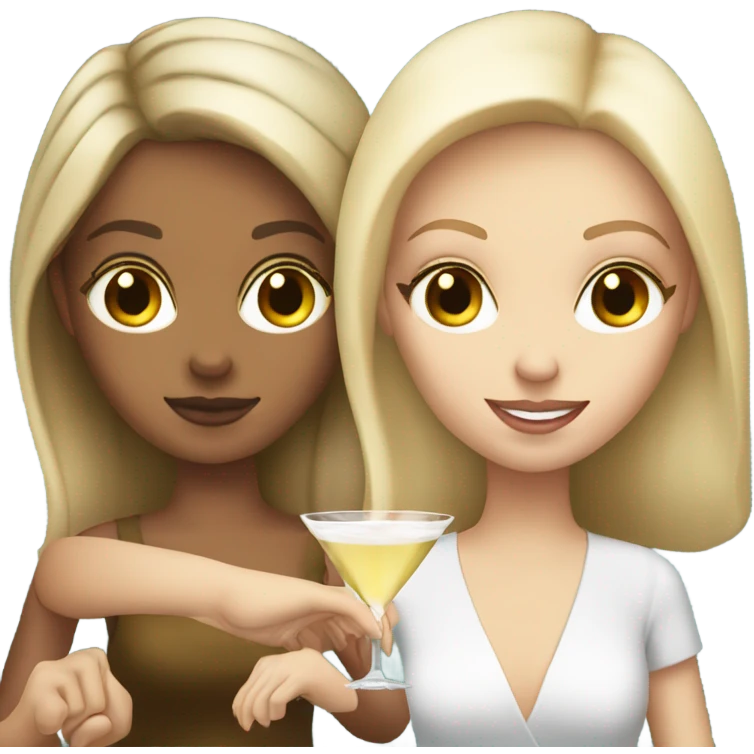 Blonde girl handing brunette white girl a martini emoji