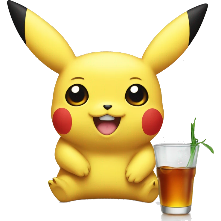 Pikachu drinking soju emoji