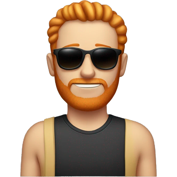 ginger man with little facial hear and sunglasses, should have little hair.should be middle aged emoji