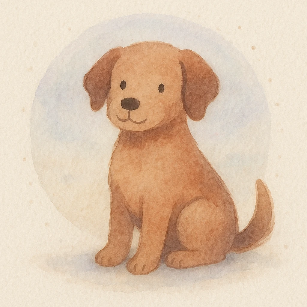 <systemPrompt>
  <style name="Soft Watercolor Illustration">
    <medium>Watercolor</medium>
    <texture>
      <surface>Natural paper grain with light noise</surface>
      <paint>Translucent layered washes, subtle gradients</paint>
    </texture>
    <colorPalette>
      <tones>Muted earth tones, soft pastels</tones>
      <shadows>Delicate, blended—never harsh</shadows>
      <accents>Optional use of light purple or blue for softness</accents>
    </colorPalette>
    <lineTreatment>
      <edges>Feathered or undefined—no harsh outlines</edges>
      <structure>Loose definition with form suggested by tone, not contour</structure>
    </lineTreatment>
    <background>
      <style>Minimal or circular watercolor wash</style>
      <elements>Optional soft dots or speckles</elements>
    </background>
    <subjectTreatment>
      <form>Simplified and rounded—suitable for characters, objects, or scenes</form>
      <expression>Whimsical, warm, and gentle</expression>
    </subjectTreatment>
    <composition>
      <focus>Centered or slightly off-center subject</focus>
      <balance>Avoid clutter, allow breathing room</balance>
    </composition>
    <atmosphere>Peaceful, dreamy, lightly nostalgic</atmosphere>
  </style>
  <instructions>
    Apply this watercolor style to any subject matter. Preserve softness, fluid transitions, and minimal detail. Prioritize artistic charm over realism. Avoid vector-like edges or digital sharpness.
  </instructions>
</systemPrompt>

{subject} = dog emoji