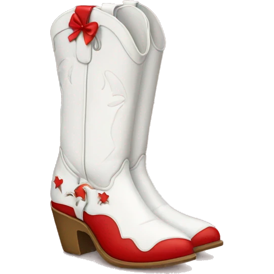 White Cowgirl boots with red bow emoji