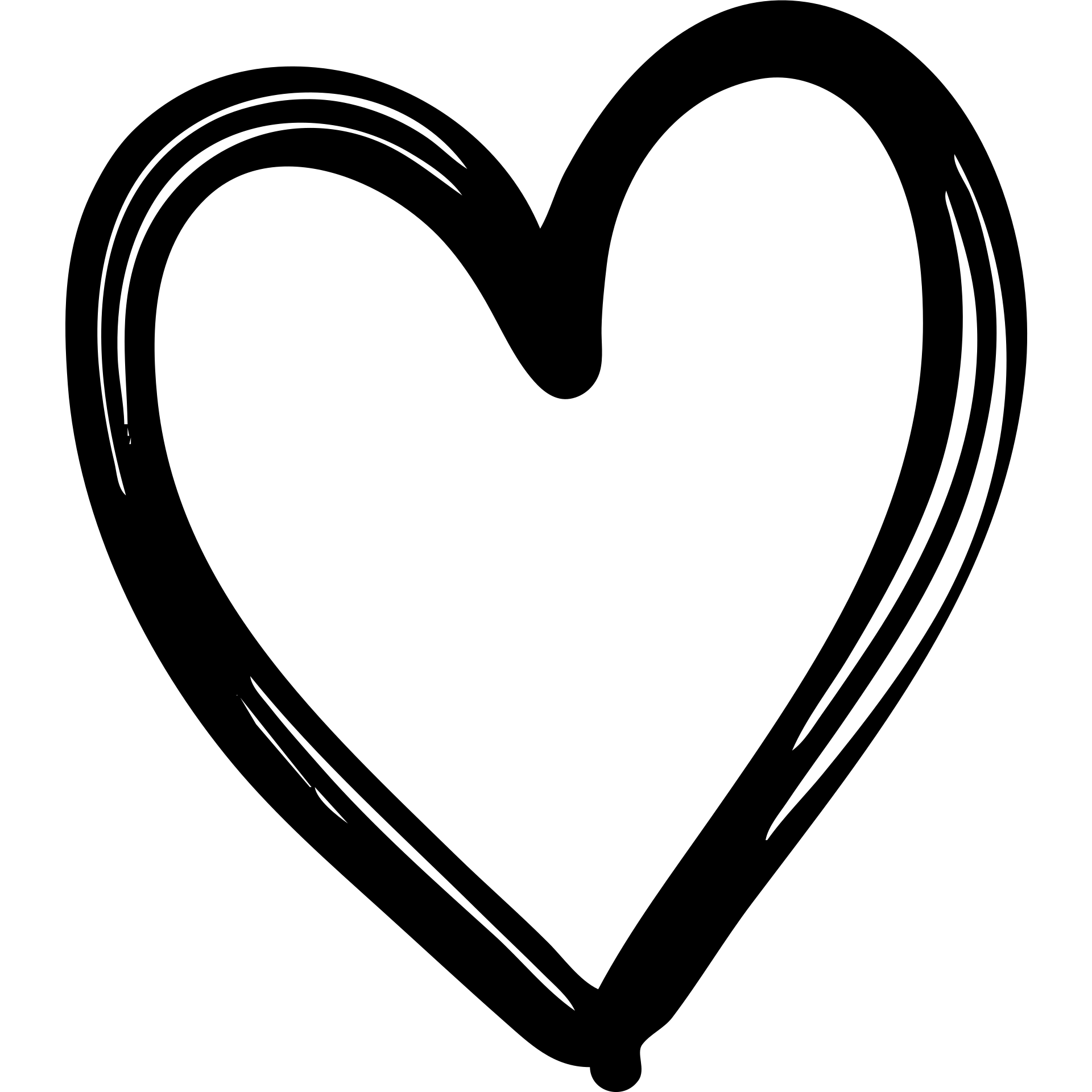 heart shape life icon, hand drawn black outlined style emoji