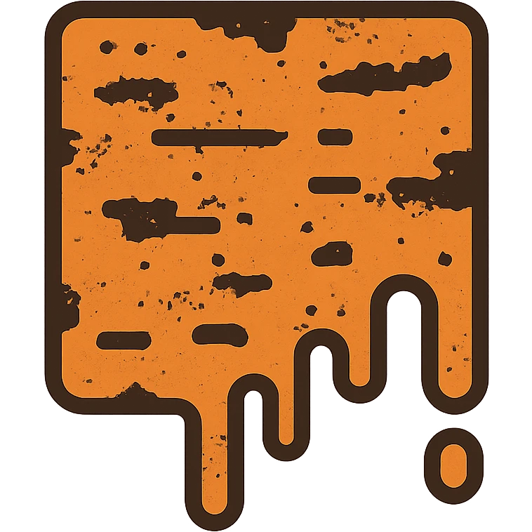 minimalist rust stain texture, orange and brown, distressed and patchy, flat vector style, no letters, no background, for overlay use emoji