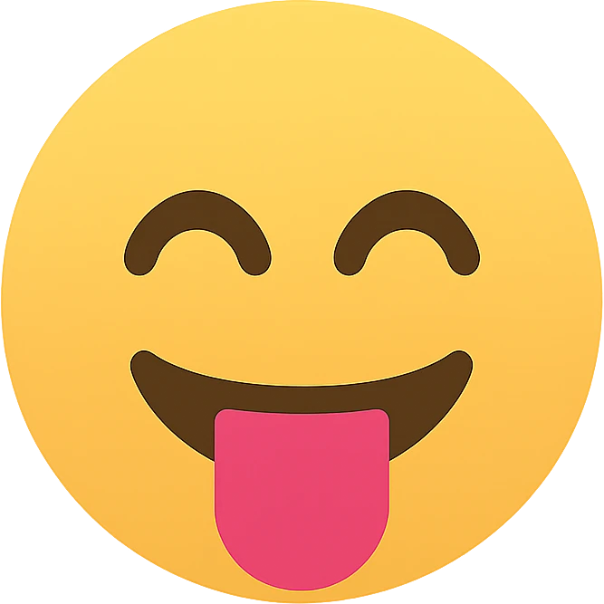 playful face with tongue out, color icon style, clean lines, simple, modern emoji
