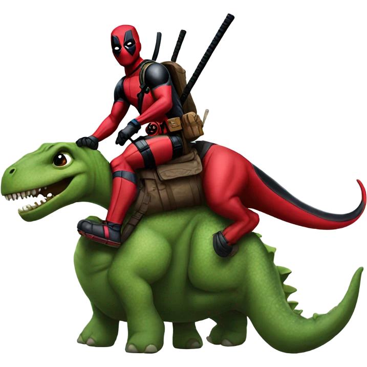 Deadpool on a dinosaur  emoji