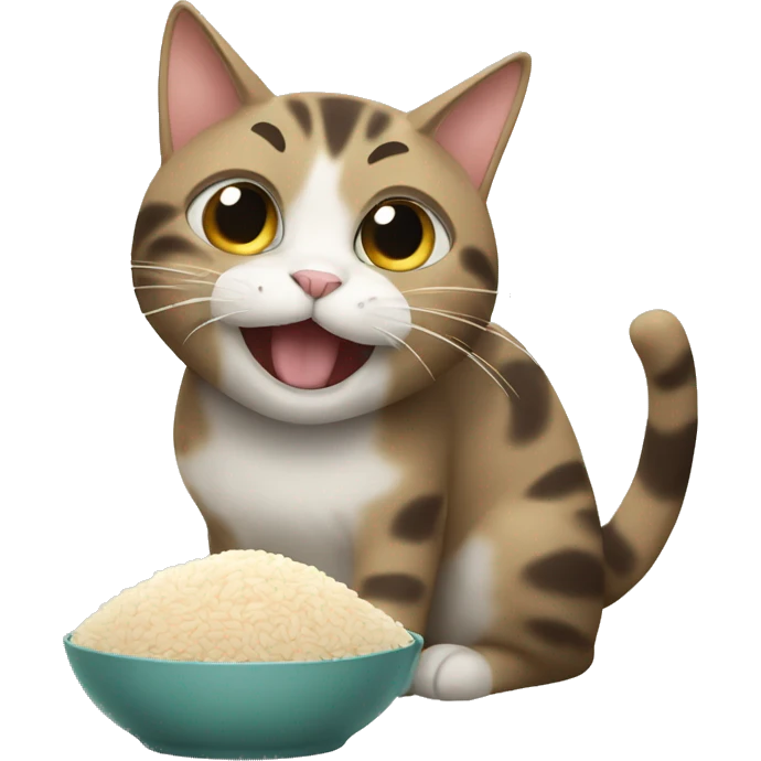 Cat eating rice emoji