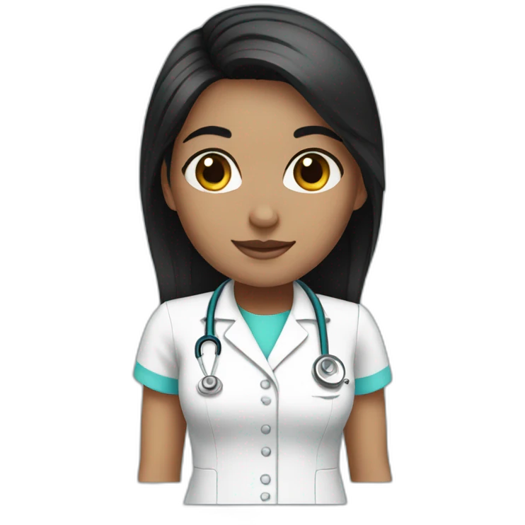 nurse black hair, black eyes emoji