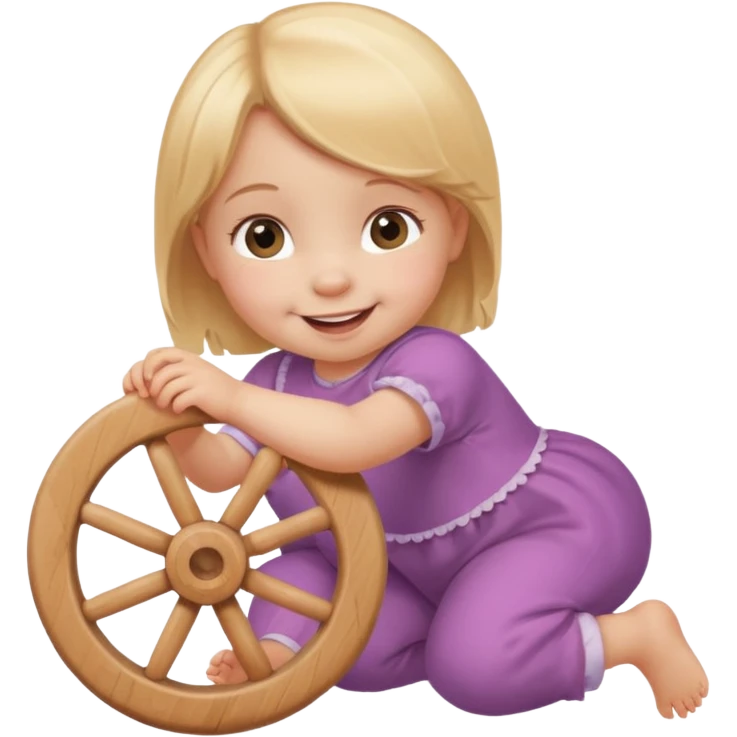 girl baby playing with wheel emoji