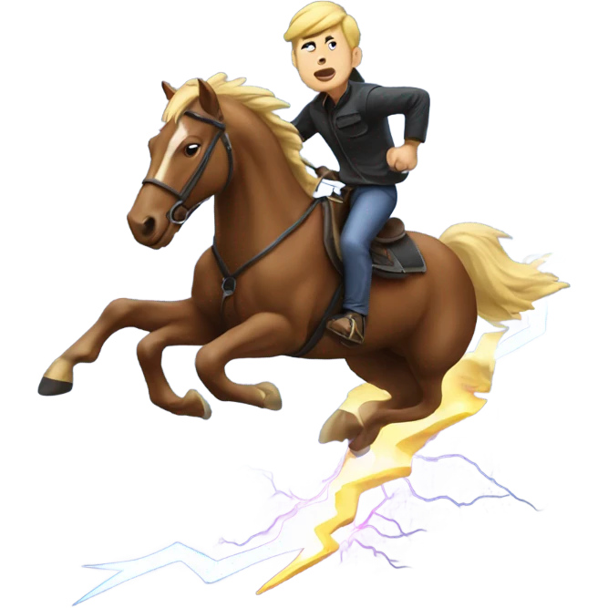 man riding a lightning bold like a horse emoji