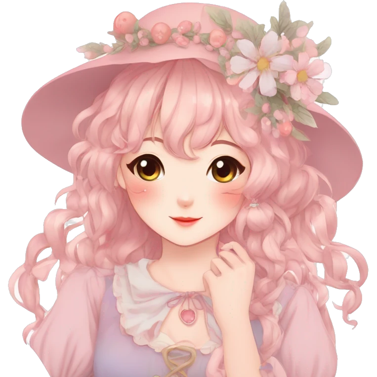 Gorgeous anime style lady with blushing face and accessories cottagecore fairycore  Kawaii anime colorful pearly romantic simplistic aesthetic trending stylea emoji