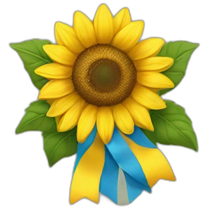 sunflower flowers tied with a yellow-blue ribbon emoji
