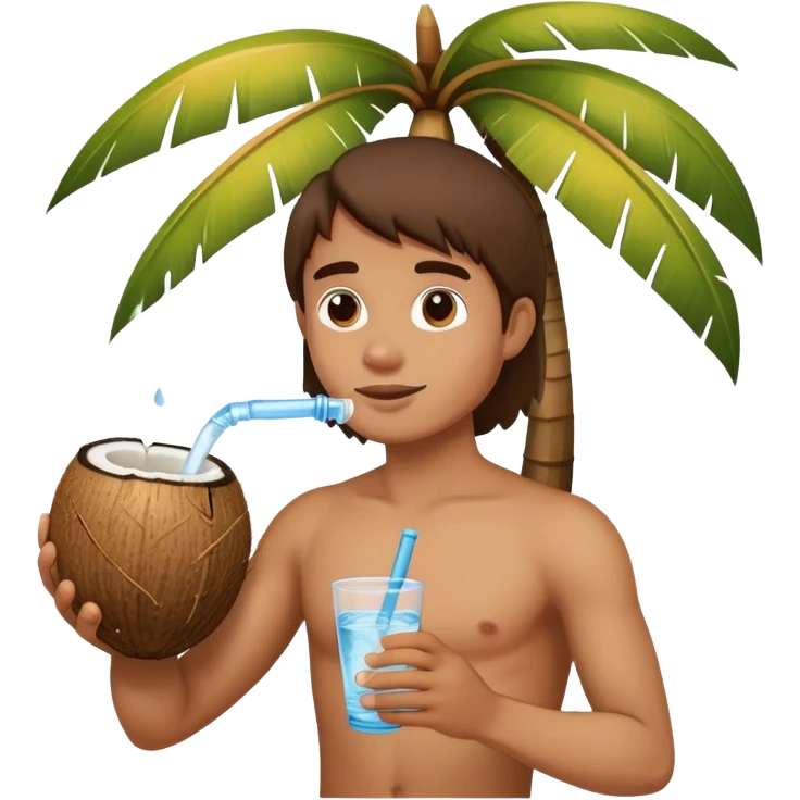 Coco con calor tomando agua emoji