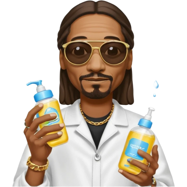 Snoop Dogg with sunglasses holding baby oil emoji