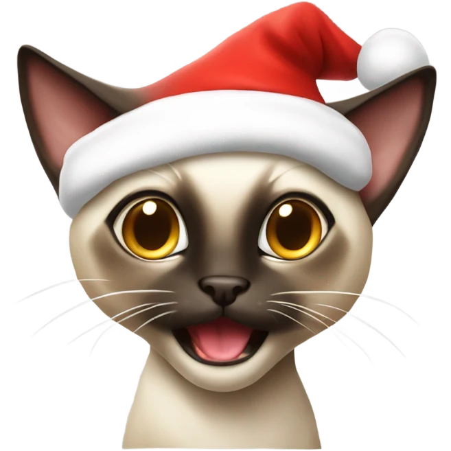 Siamese cat with Santa hat running emoji