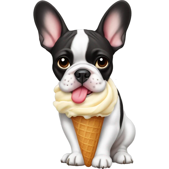 french bulldog with icream emoji