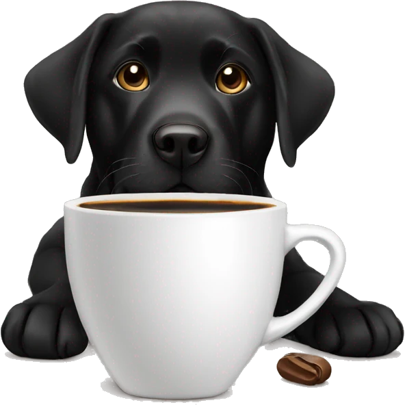 black labrador with a cup of coffee emoji