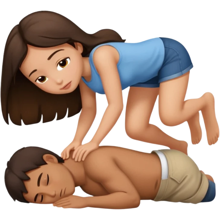 Nude small brunette girl face down ass up with a man on top  emoji