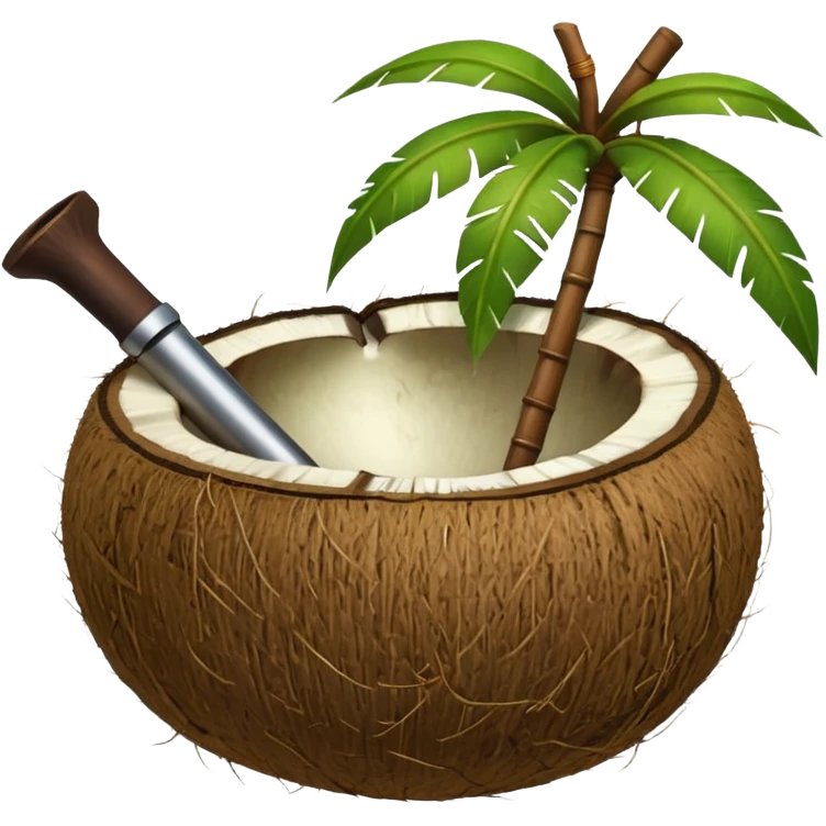 Green Coconut with open and with pipe emoji