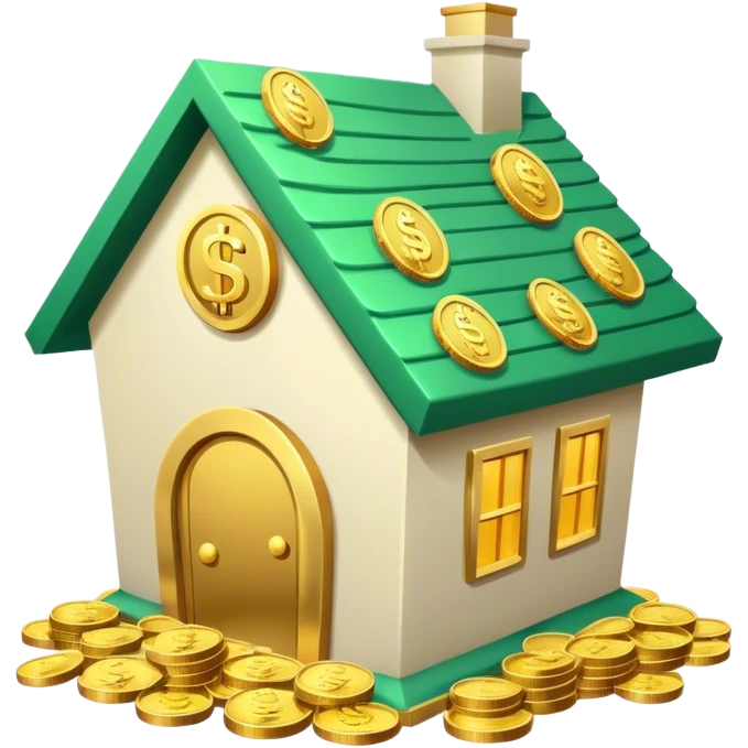 a house overflowing with money emoji