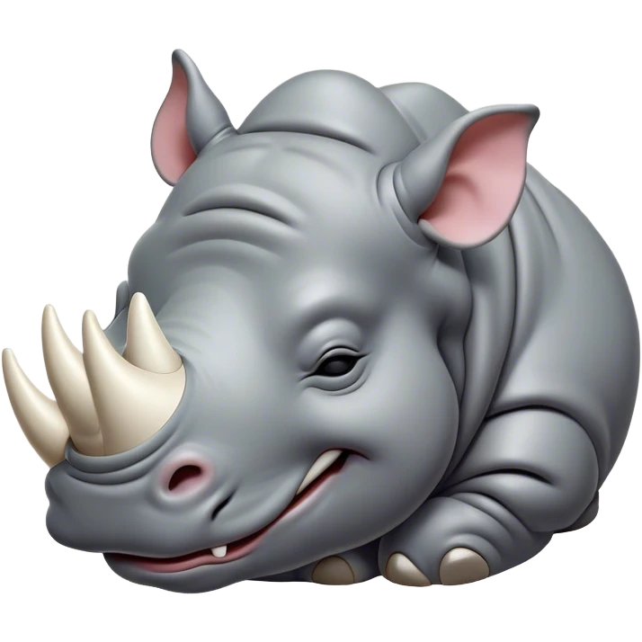 Meme-Worthy Cute Sleeping Rhinoceros Portrait Emoji, Head resting peacefully with a contented smile, showcasing a massive, robust build and a luxuriously soft slate-gray hide, eyes shut in a serene, restful nap, Simplified yet hilariously adorable features, highly detailed, glowing with a soft, drowsy light, high shine, relaxed and utterly lovable, stylized with an air of playful laziness, bright and heartwarming, soft glowing outline, capturing the essence of a comically sleepy rhinoceros, so meme-worthy it feels like it could instantly become the next viral sensation of adorable slumber! emoji
