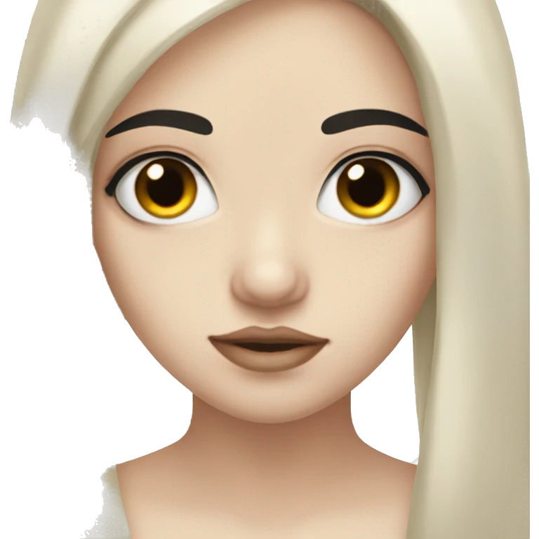 Pale girl with black hair and an eyebrow piercing emoji