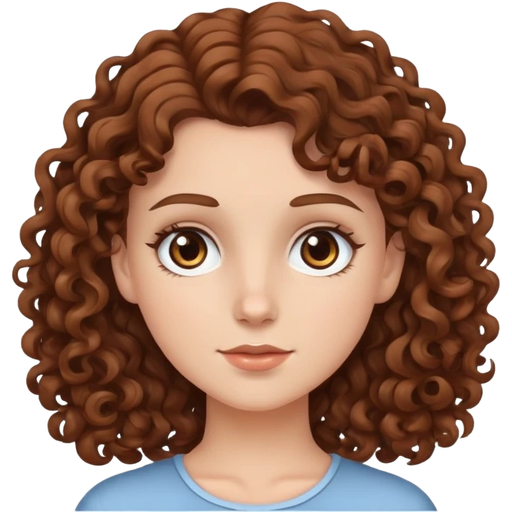 white girl with brown curly hair and brown eyes emoji
